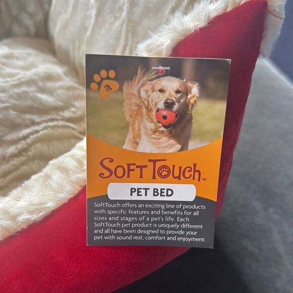 Soft Touch Pet Bed Red and Cream NEW - Picture 2 of 11